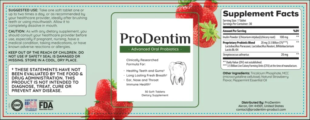 prodentim reviews label